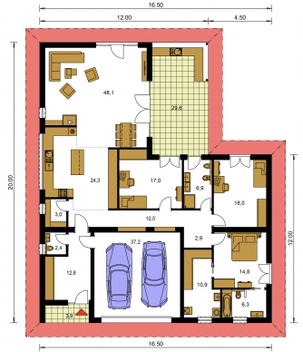 Mirror image | Floor plan of ground floor - BUNGALOW 225